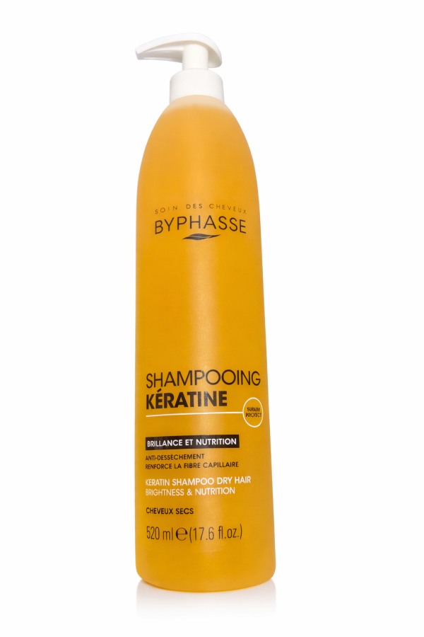 Șampon Byphasse Keratină – Strălucire și Nutriție pentru Păr Uscat, 520 ml